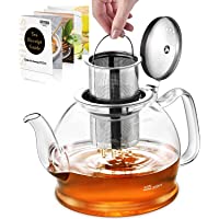 STNTUS INNOVATIONS Tetera- Tetera de Cristal con Filtro da Acero Inoxidable- 1200ml Teteras de Cristal Borosilicato para…